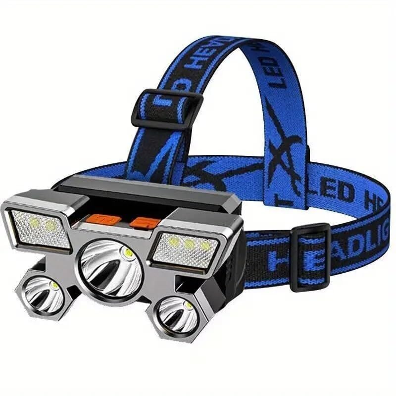 foto del prodotto lampada frontale a led ricaricabile, 5 modalit lampada frontale super luminosa torcia a mani libere per campeggio pesca ciclismo escursionismo