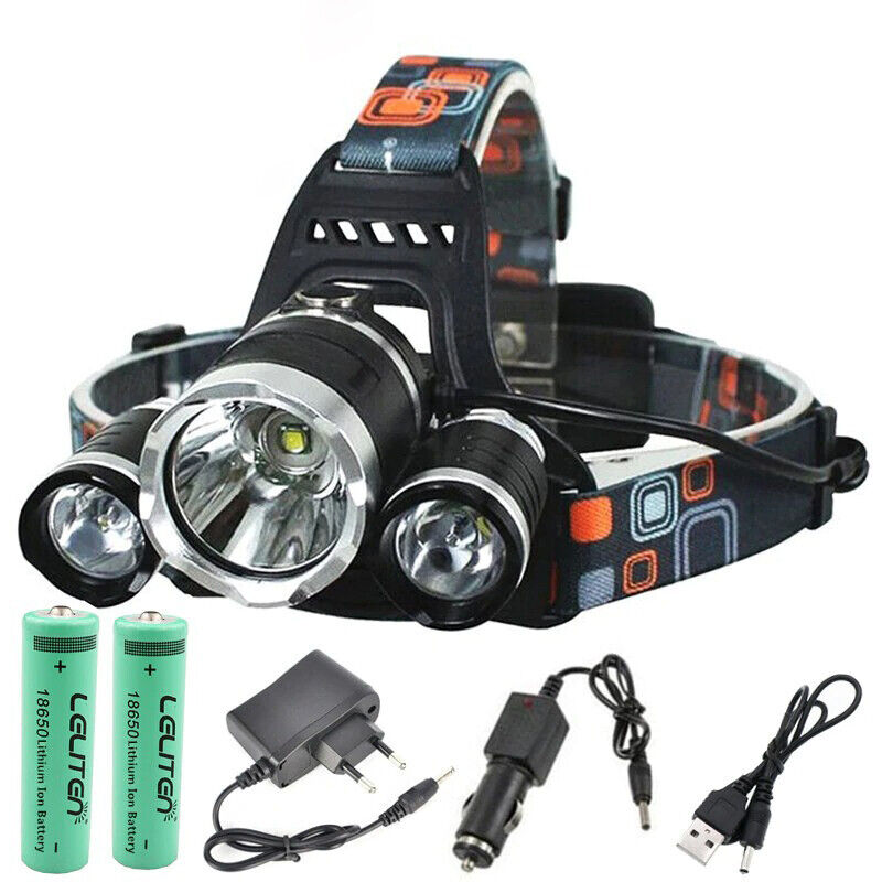 foto del prodotto lampada frontale a led ricaricabile con zoom per pesca, caccia e campeggio