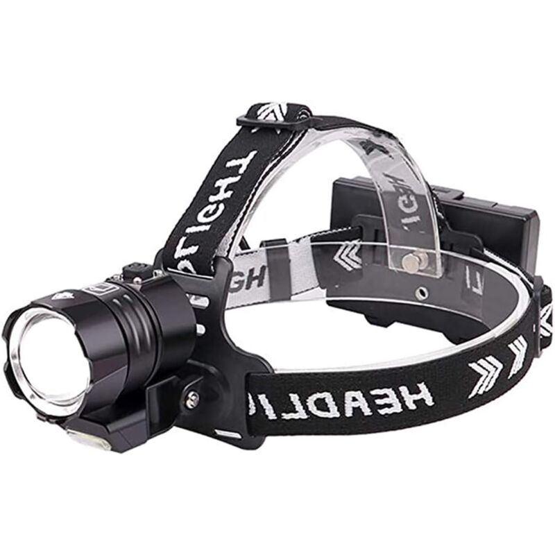 foto del prodotto lampada frontale a led ricaricabile, potenti lampade frontali a led, torcia frontale impermeabile per esterni, 4 modalit , zoomabile