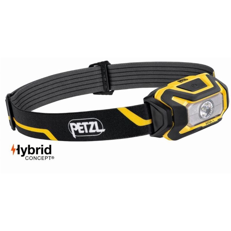 foto del prodotto lampada frontale compatta petzl aria 1 waterproof 350 lumen nero giallo a batterie o ricaricabile e069aa00