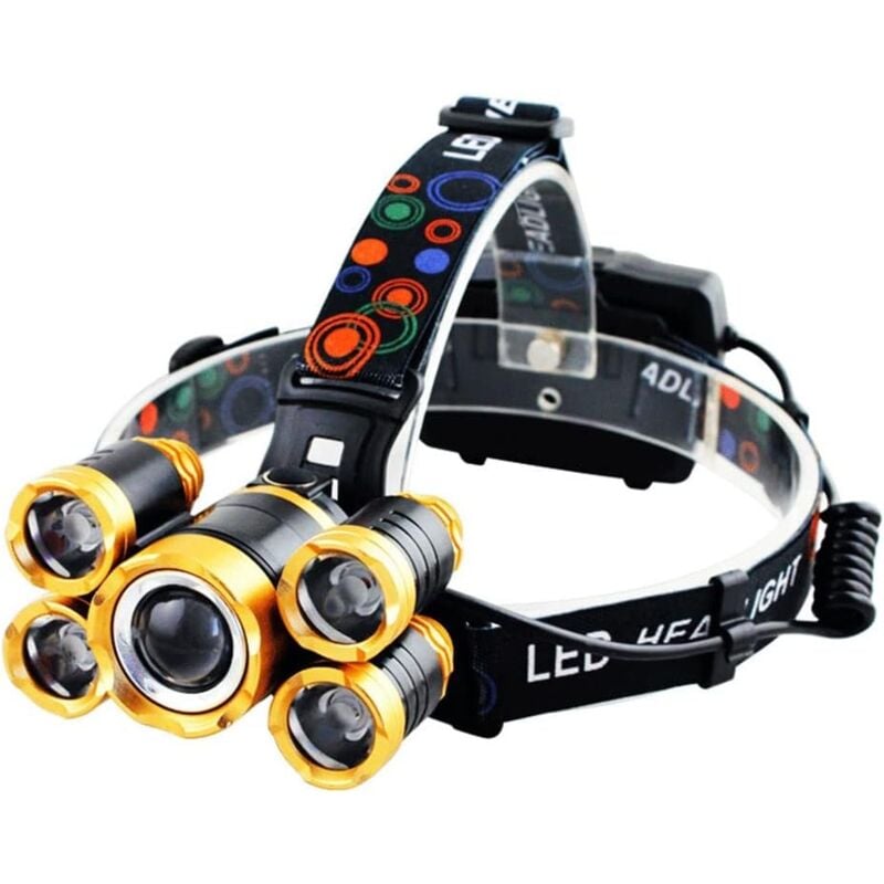foto del prodotto lampada frontale da lavoro a led ultra luminosa, lampada frontale ricaricabile tramite usb, 4 modalit impermeabile, lampada frontale con zoom, la