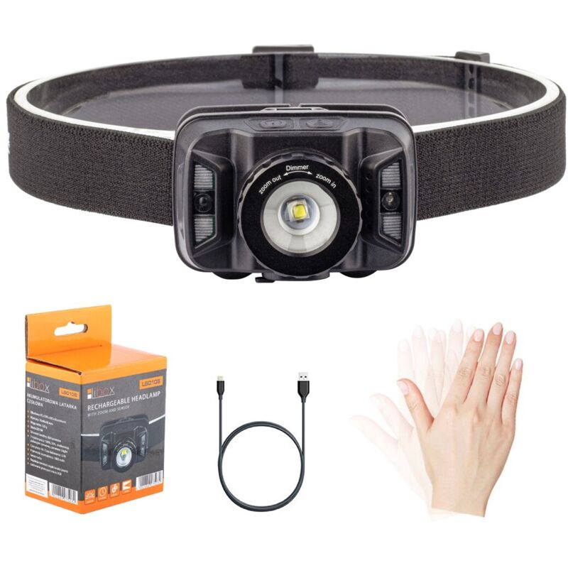 foto del prodotto lampada frontale libox lb0106 - 250 lumen, 5 modalità di funzionamento