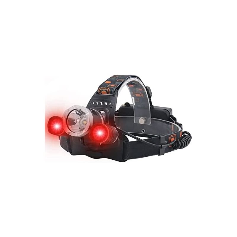 foto del prodotto lampada frontale ricaricabile 3 modalit led bianco e rosso, 5000 lumen corsa, campeggio 