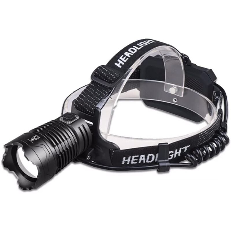 foto del prodotto lampada frontale ricaricabile, lampada frontale a led super power xhp360 da 8000 lumen, lampada frontale a led super luminosa, luce pi brillante