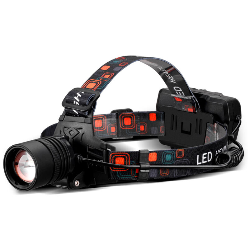 foto del prodotto lampada frontale rossa crediri, lampada frontale ricaricabile da 1000 lumen con luce rossa zoomabile luce rossa 