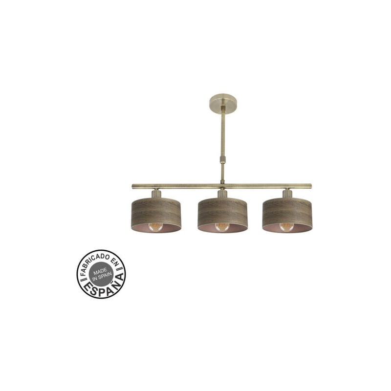 foto del prodotto lampada gilda 3xe14 pelle legno scuro regx55x14 cm fabrilamp