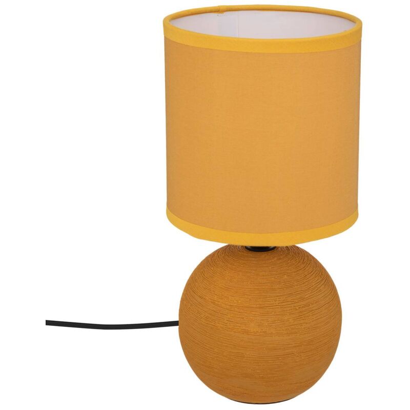 foto del prodotto lampada in ceramica tim o giallo senape striato h25cm atmosphera cr ateur d int rieur