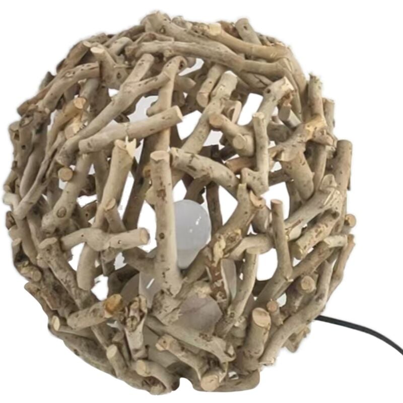foto del prodotto lampada in legno di pino tea, design moderno e funzionale, ideale per arredare interni, 27 cm x 27 cm x 27 cm