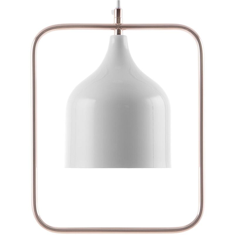 foto del prodotto lampada in metallo bianco con struttura in rame stile industriale 121 cm mavone
