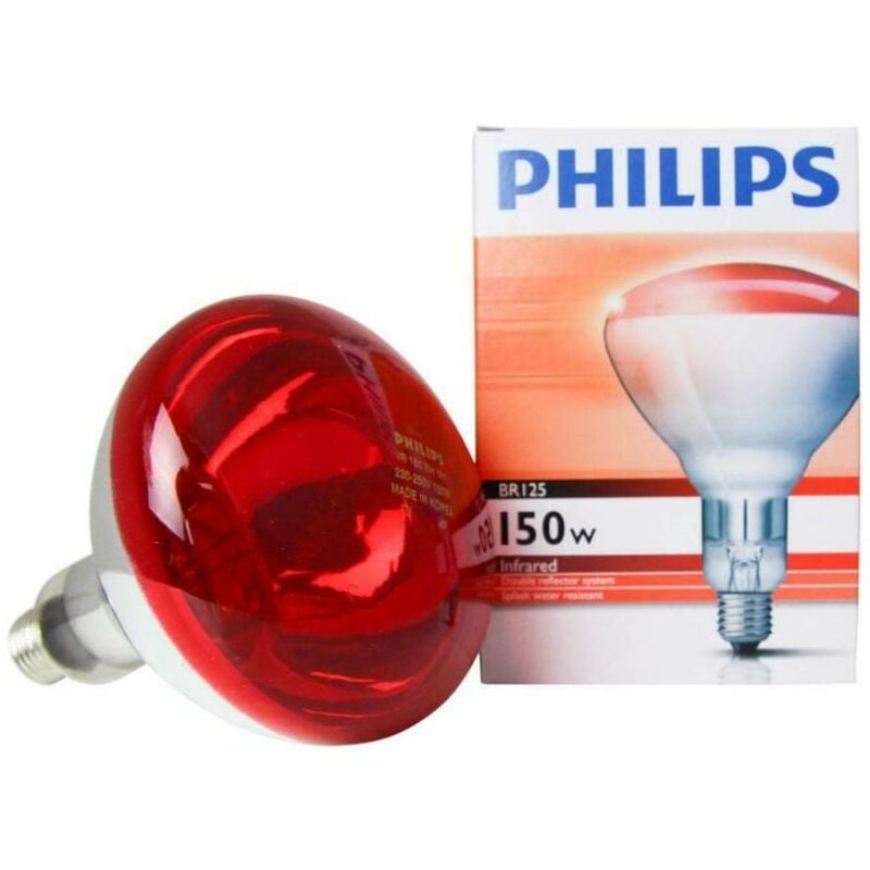 foto del prodotto lampada infrarossi philips pulcini rettili suini 150w e27 luce rossa riflettore