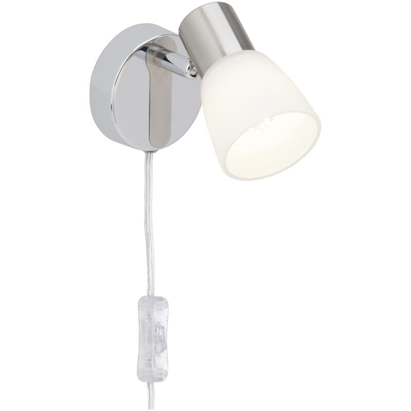 foto del prodotto lampada janna faretto led a parete e interruttore ferro cromo bianco 1x led z45, e14, 4w led lampada a sospensione inclusa, 450lm, 2700k scala da a