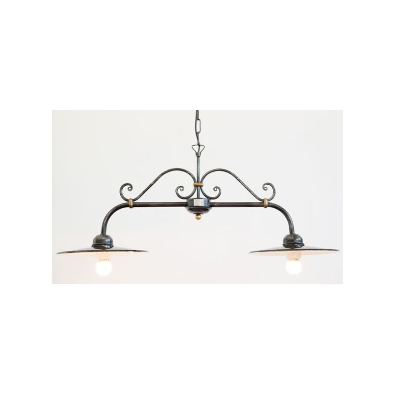 foto del prodotto lampada lampadario a bilancere 2 piatti smaltati piccoli cruccolini lanterne
