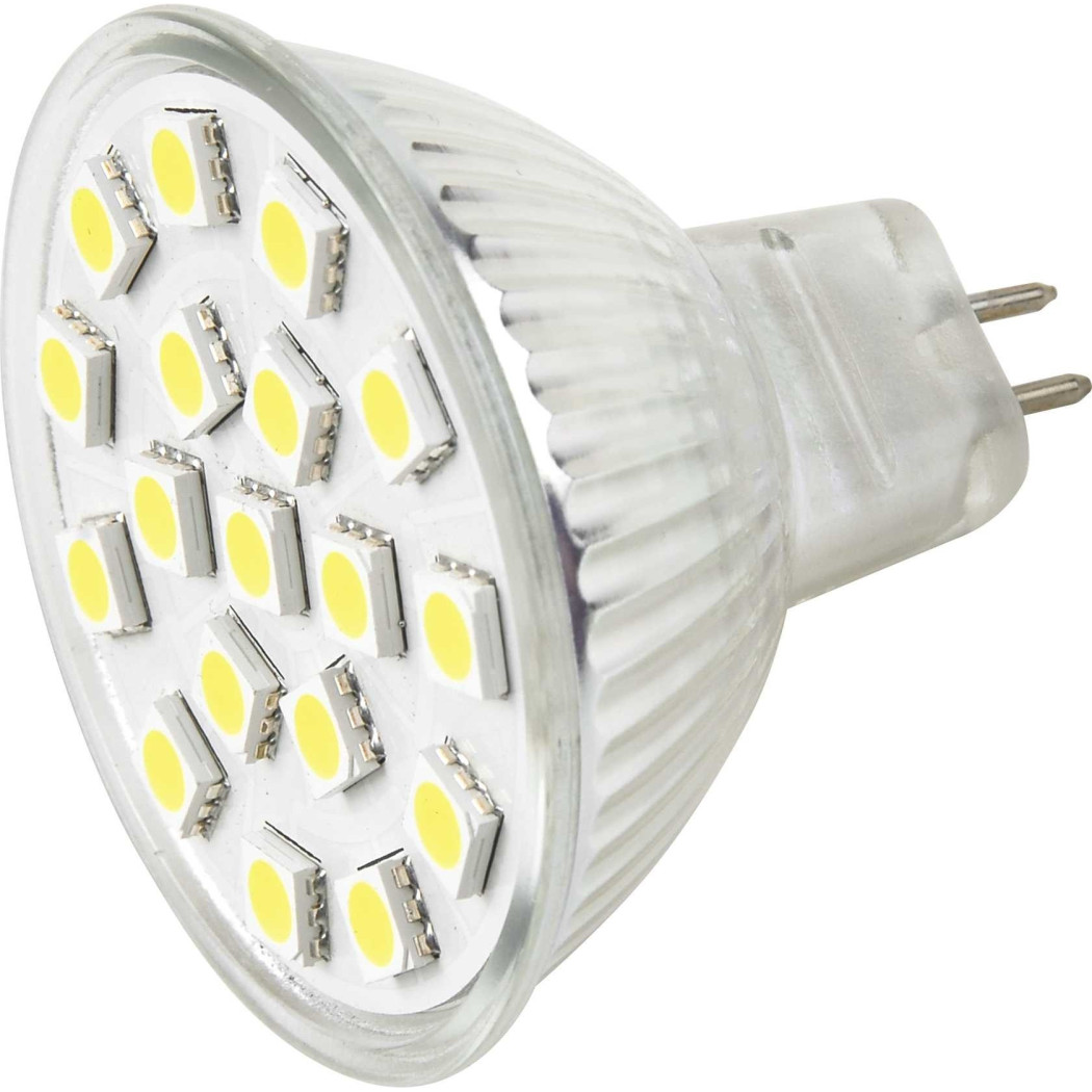 foto del prodotto lampada lampadina faretto led 5w 12v smd mr16 luce bianca calda 450 lumen gu5.3 bianco freddo trade shop traesio