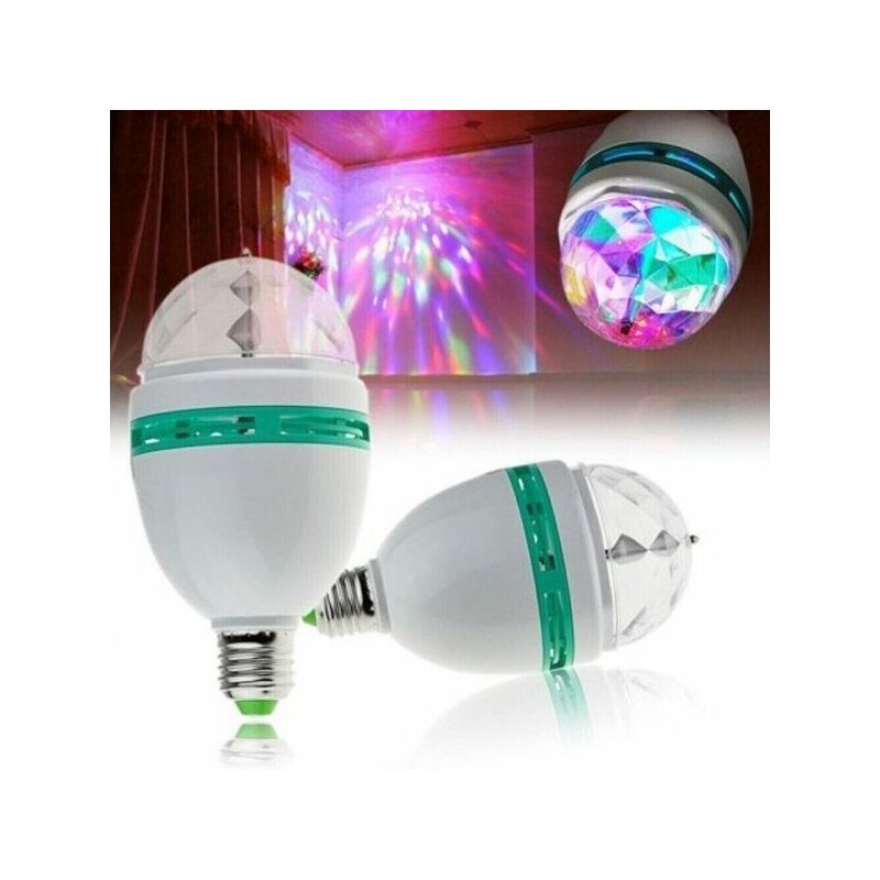 foto del prodotto lampada lampadina rotante rgb e27 effetti luce led luci discoteca natale feste