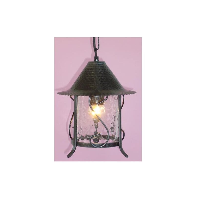 foto del prodotto lampada lanterna applique plafoniera cilindro a catena in ferro battuto