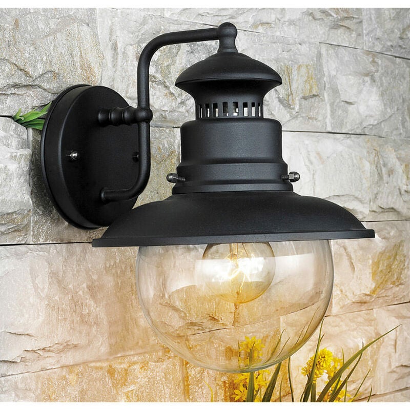 foto del prodotto lampada lanterna da parete 60w bauer marina nera