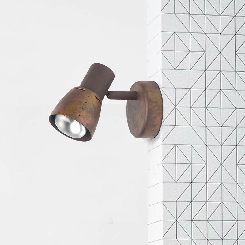 foto del prodotto lampada lava spot a parete rame antico 1x r50, e14, 40w, adatto per lampade a riflettore non incluse scala da a a e testa orientabile brilliant