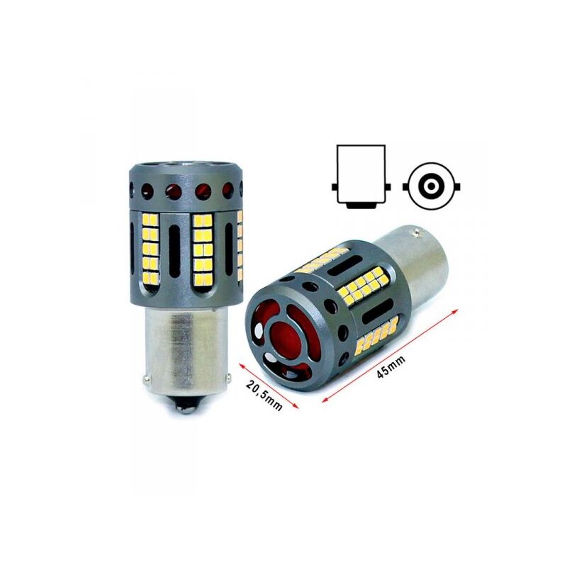 foto del prodotto lampada led 1156 ba15s p21w 100 canbus 12v 21w effettiva bianco 6000k piedi dritti con ventola in testa