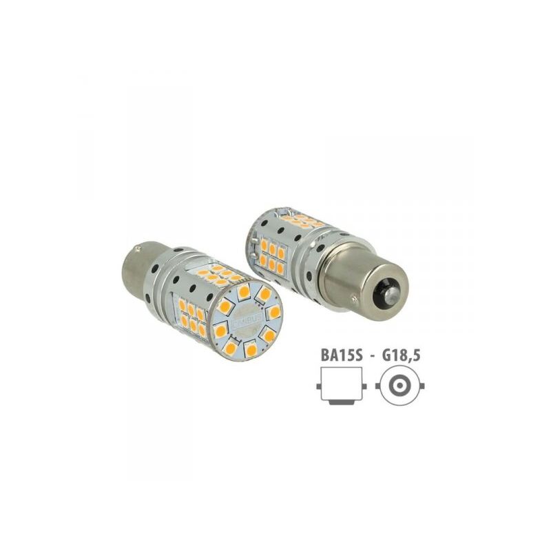 foto del prodotto lampada led 1156 ba15s p21w canbus 12v 25w reale arancione per frecce no errore 32 smd 3030