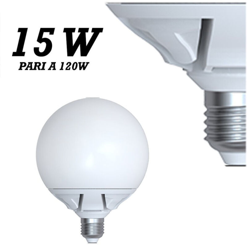 foto del prodotto lampada led 15w watt e27 bianco caldo freddo sfera opaca globo bianco caldo trade shop traesio