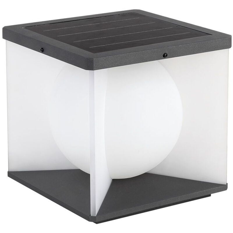 foto del prodotto lampada led 3w da giardino con pannello solare e telecomando forma cubo 205205190mm luce 3000k ip65 23351 v tac