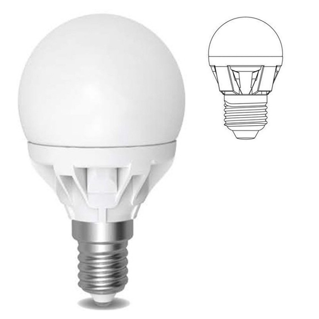 foto del prodotto lampada led 6w watt e14 490 lumen bianco caldo 3000 k sfera globo opaca bianco caldo trade shop traesio