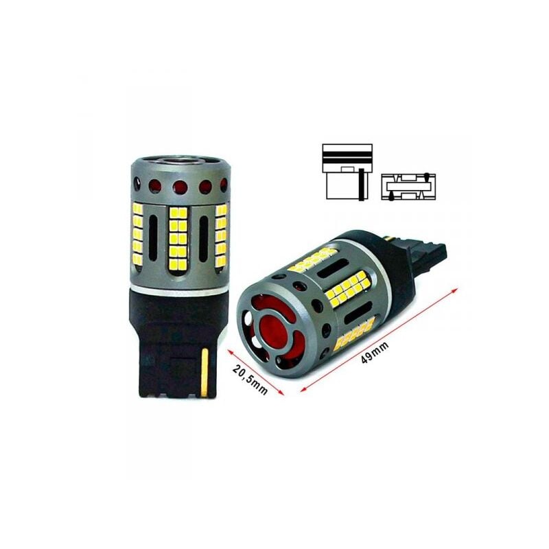 foto del prodotto lampada led 7440 t20 w21w 100 canbus 12v 21w effettiva bianco 6000k con ventola in testa