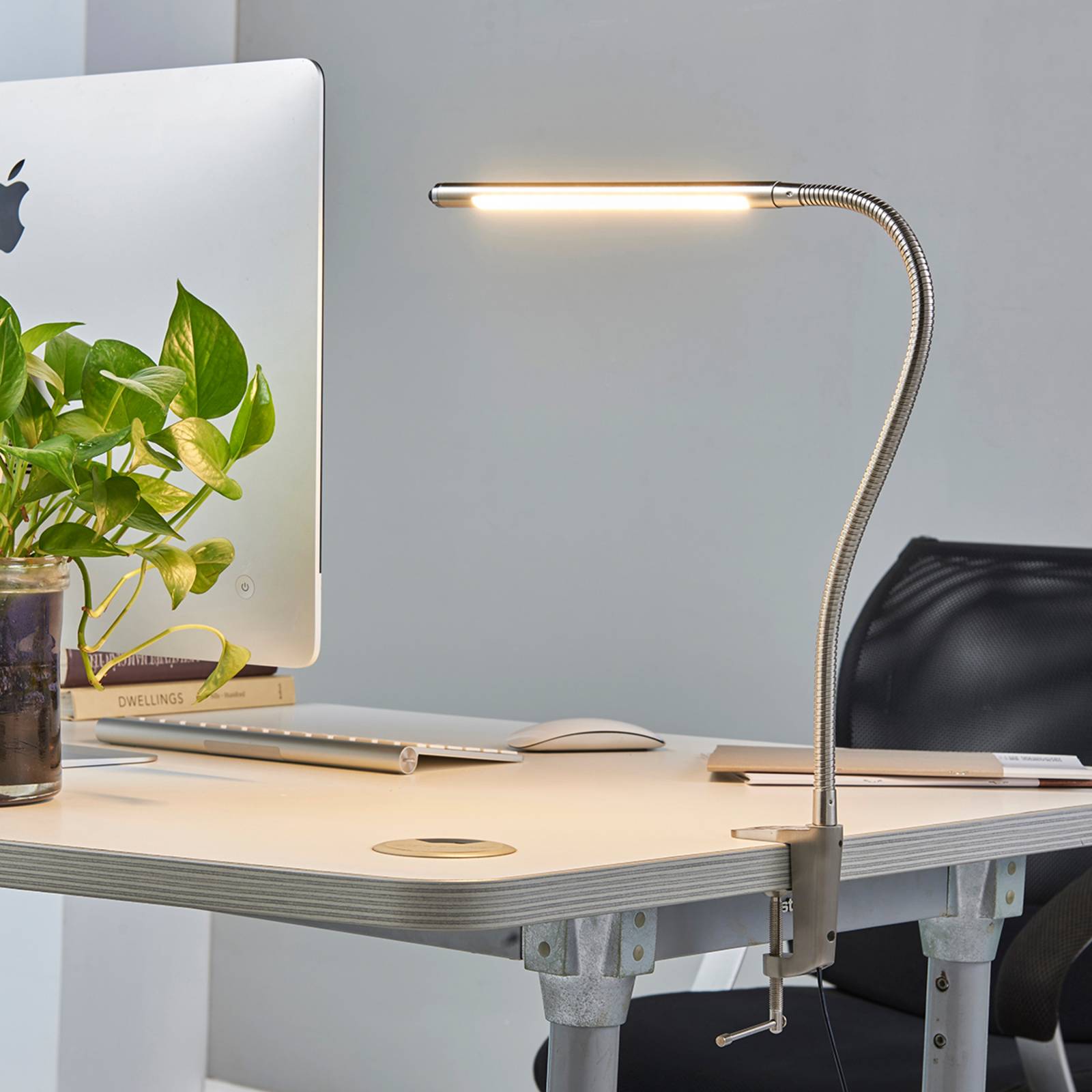 foto del prodotto lampada led a morsetto lindby lionard, 53 cm, nichel opaco, metallo