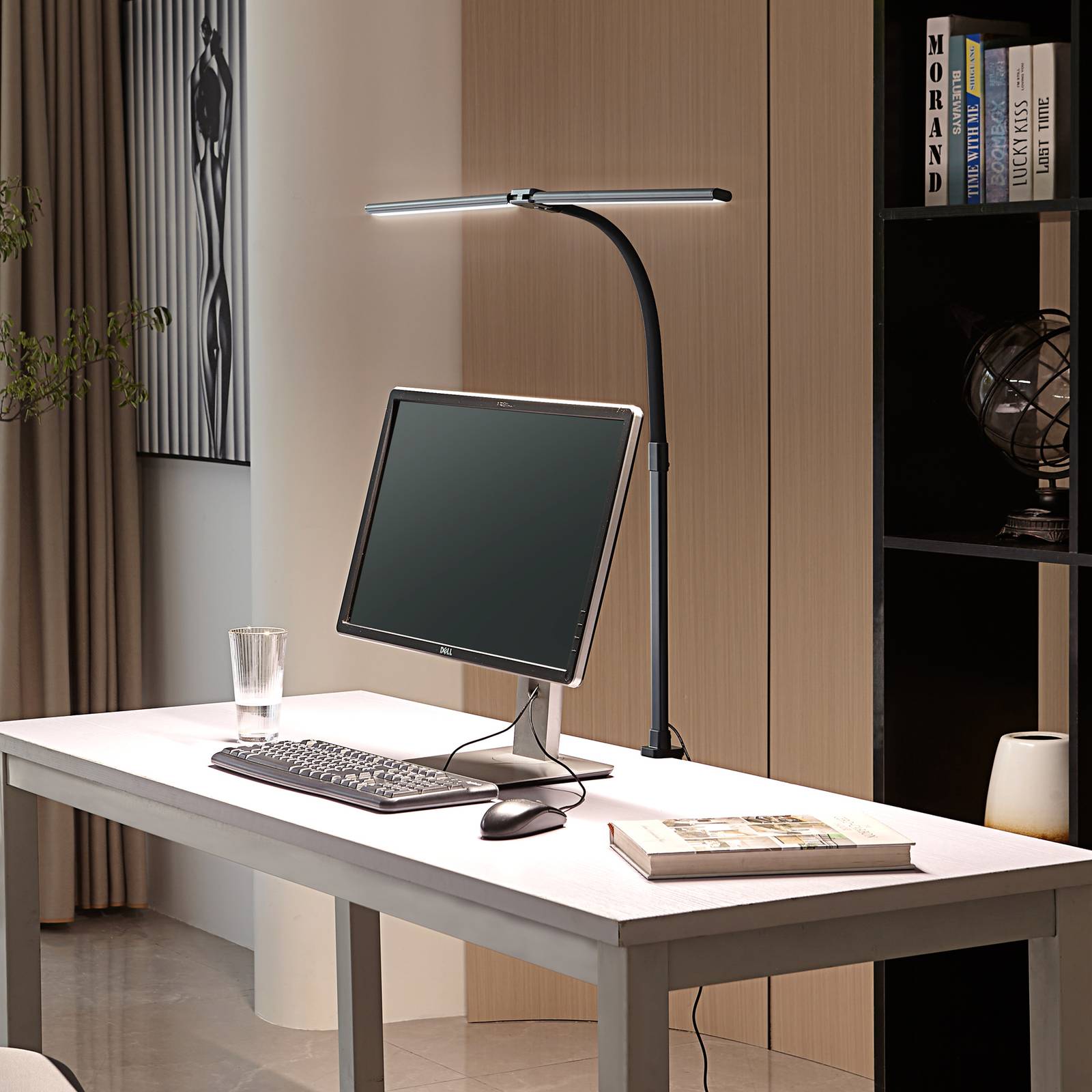 foto del prodotto lampada led a morsetto nilay di lindby, altezza 97,5 cm, cct, home office