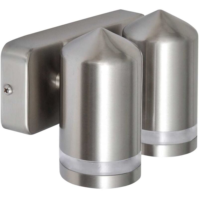 foto del prodotto lampada led a parete acciaio inox con testa a cono