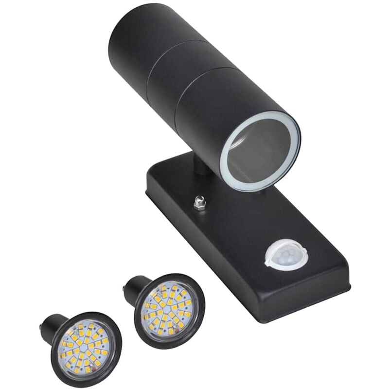foto del prodotto lampada led a parete acciaio inox forma cilindrica nera con sensore vidaxl