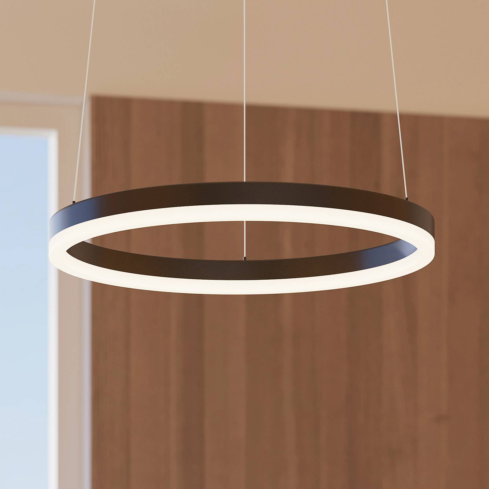 foto del prodotto lampada led a sospensione arcchio albiona, nero, 1 anello, 40 cm