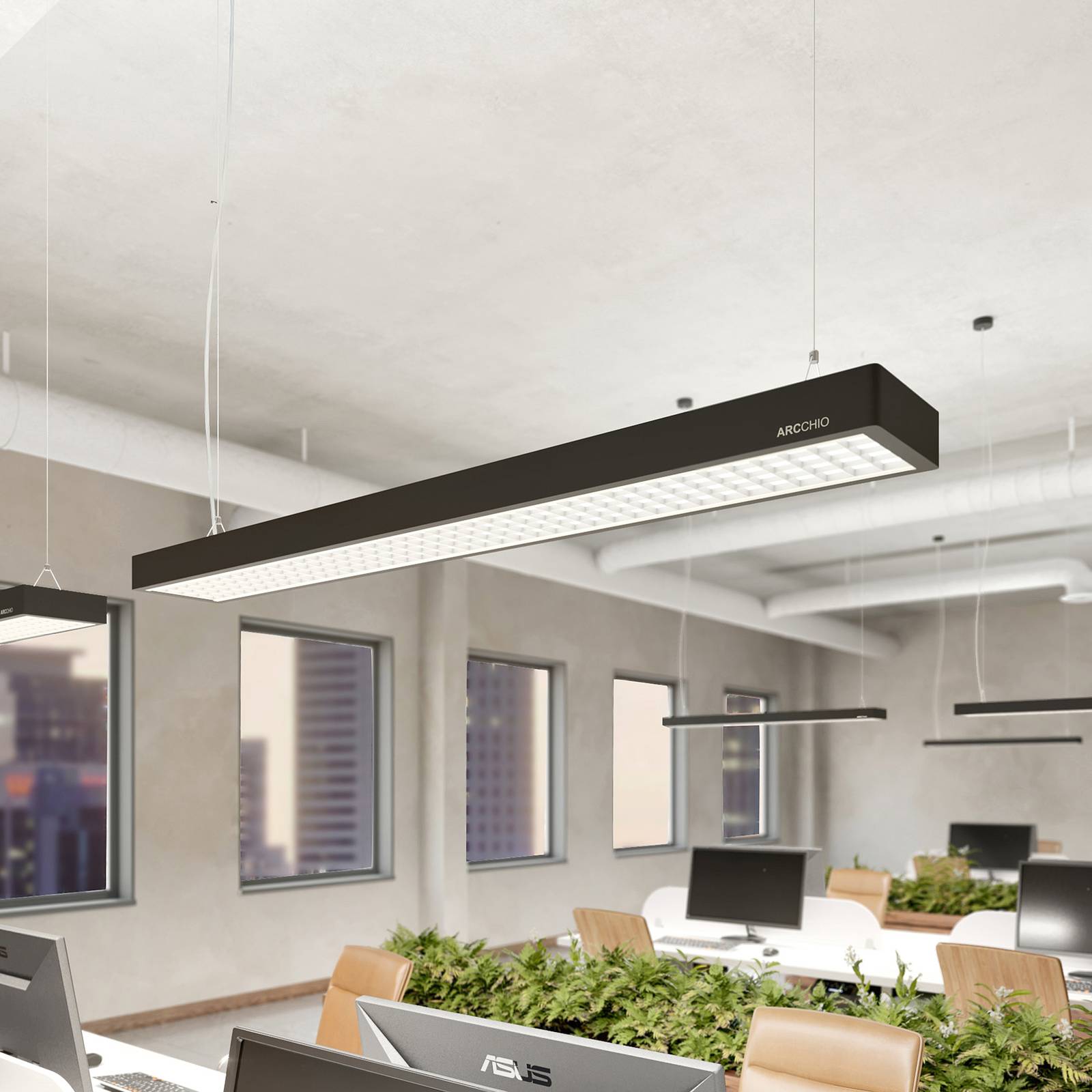 foto del prodotto lampada led a sospensione da ufficio arcchio susi, nera, 120 cm, 4000k, dali