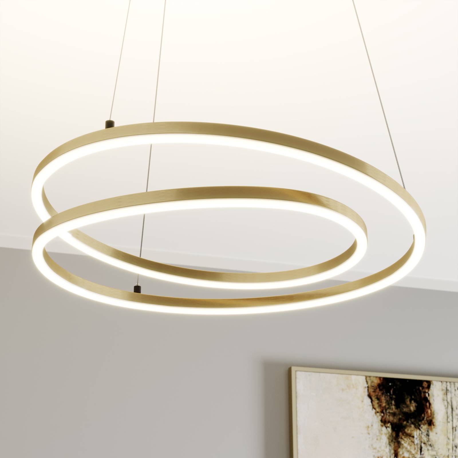 foto del prodotto lampada led a sospensione davian di lindby, color ottone, 49 cm, dimmerabile