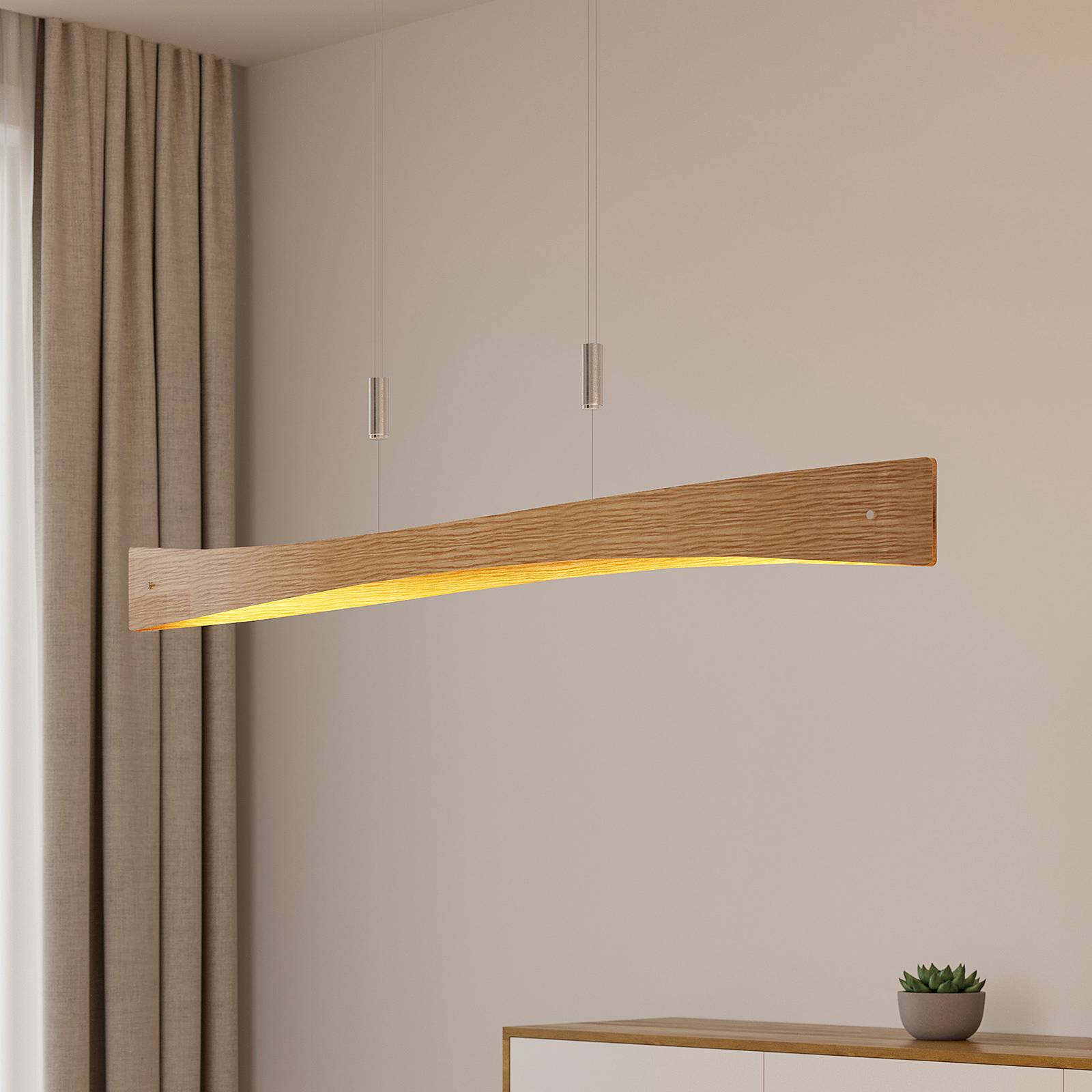 foto del prodotto lampada led a sospensione lindby beazina, rovere, metallo, 118 cm