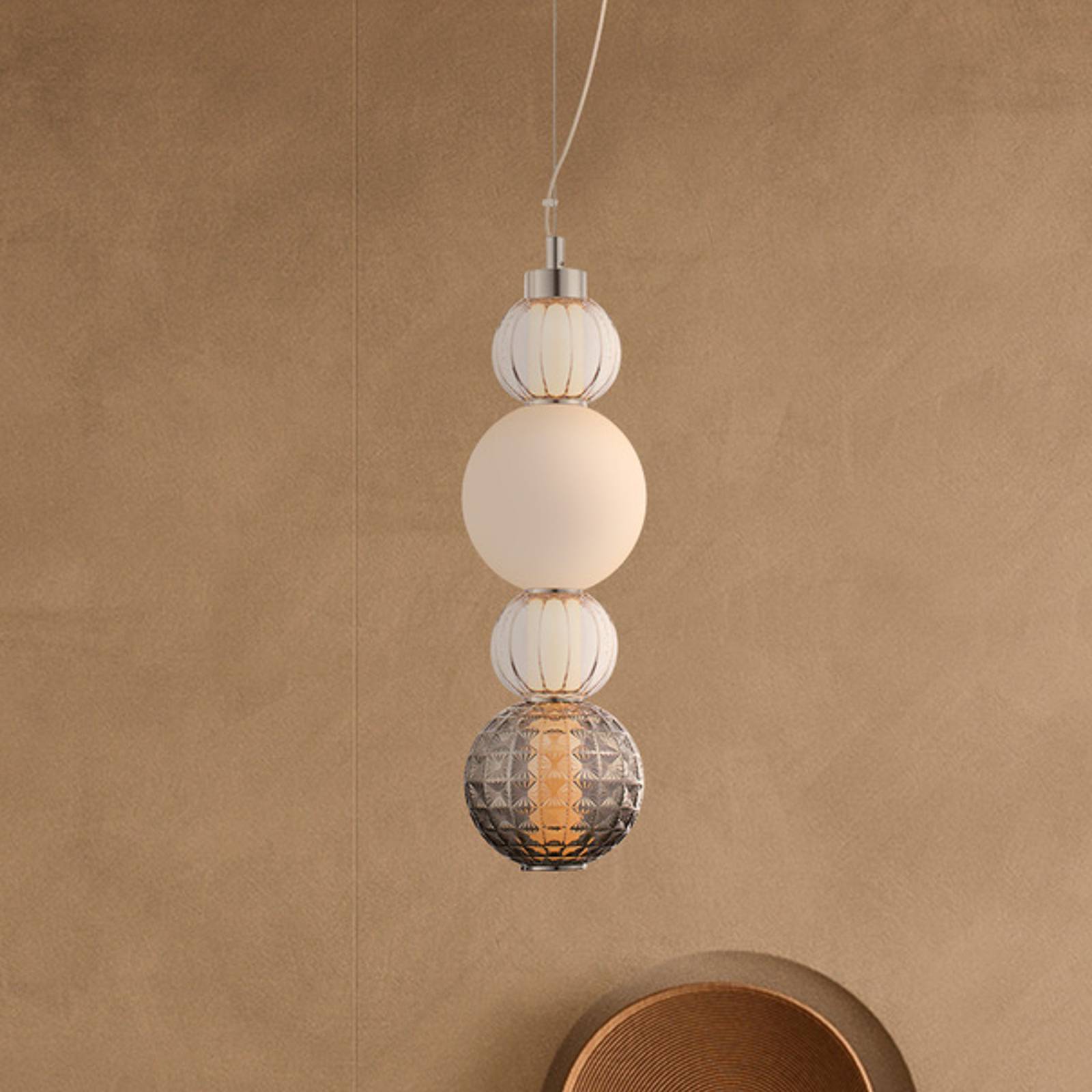 foto del prodotto lampada led a sospensione maytoni collare in vetro cromato 14,7 cm 3.000 k