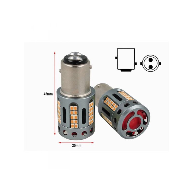foto del prodotto lampada led bay15d 1157 100 canbus 12v 21 5w effettiva colore rosso con ventola in testa