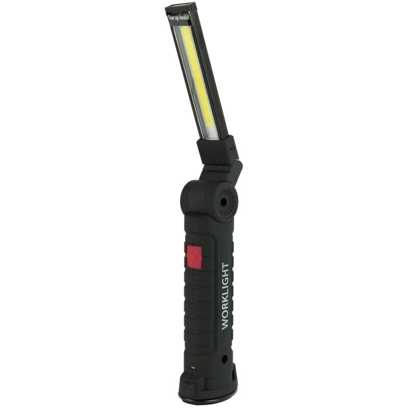 foto del prodotto lampada led cob da lavoro nera pieghevole con calamita a batteria usb bianco freddo 6000k novaline