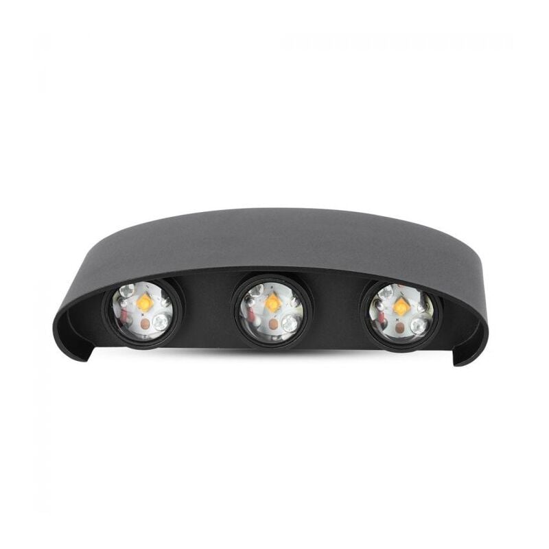 foto del prodotto lampada led cobx6pcs up/down da parete alluminio nero wall light 4000k ip54