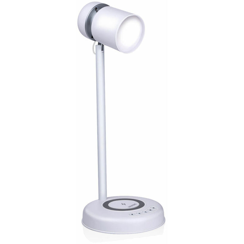 foto del prodotto lampada led con altoparlante e caricabatterie senza fili grundig bianco 15 w 76 lm 12 x 34 cm plastica 3 in 1