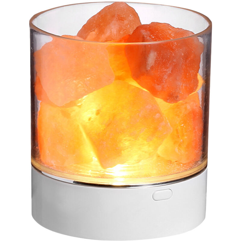 foto del prodotto lampada led con pietra di sale dell himalaya, 7 colori, lampada in cristallo di rocca, portatile, usb, lampada per purificazione dell aria naturale,