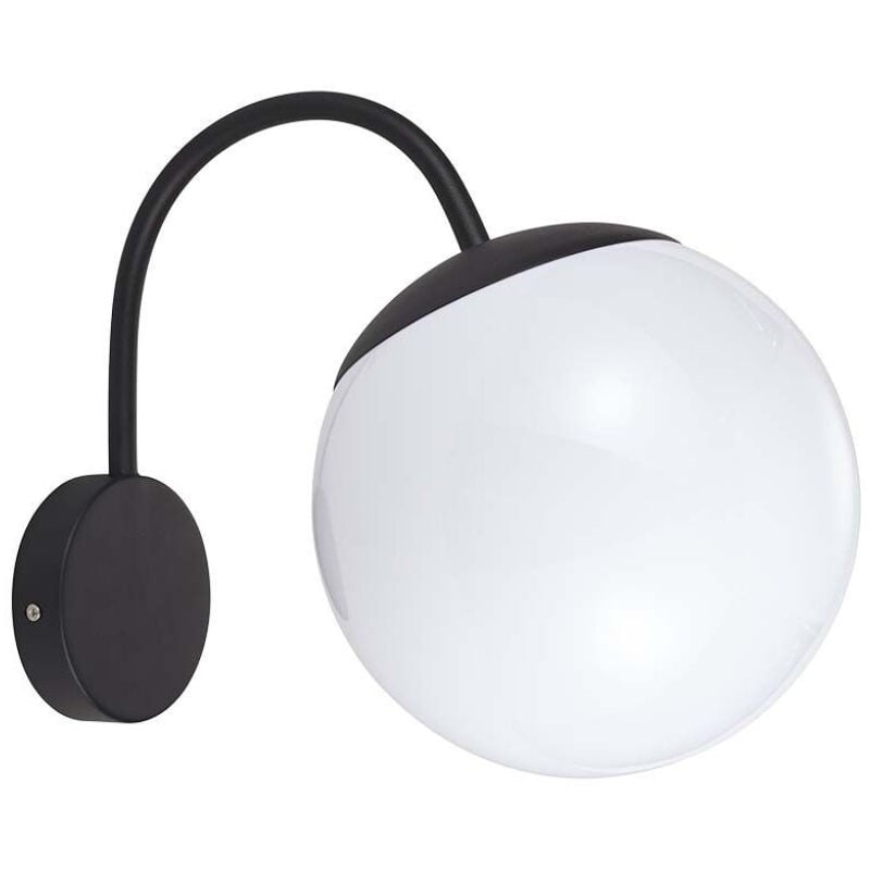 foto del prodotto lampada led con sfera opale e portalampada e27 nero ip44 v tac