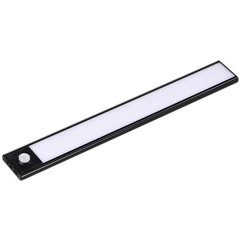foto del prodotto lampada led da armadio ricaricabile 2w sensore pir nero 40cm bianco caldo ip20 v tac