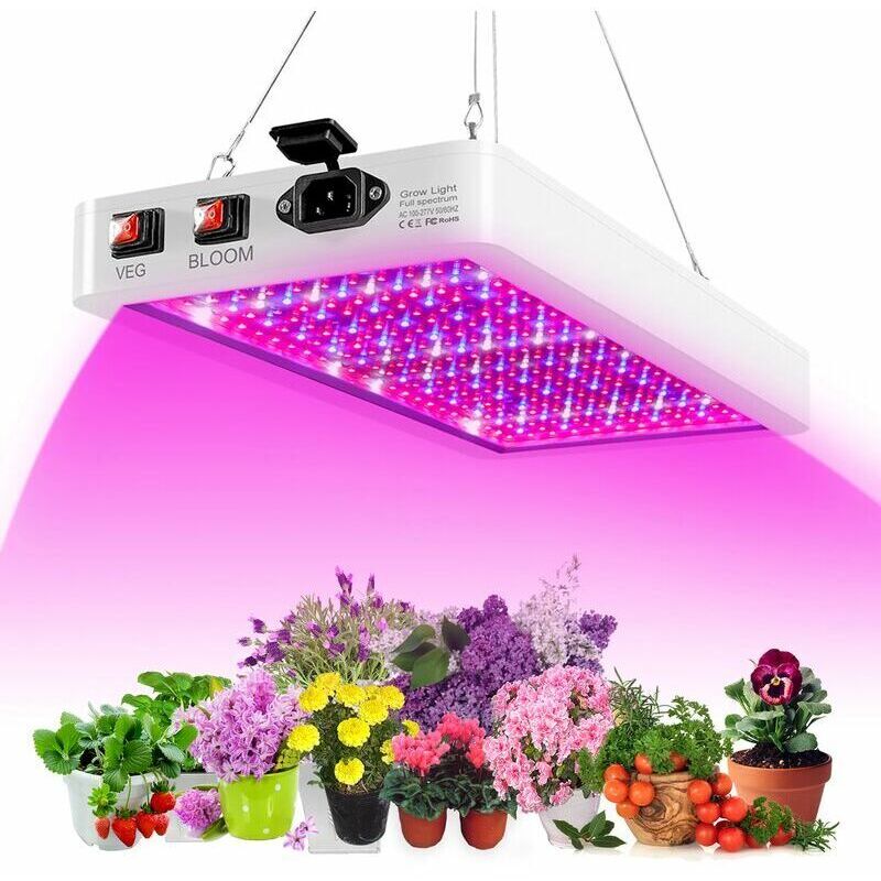 foto del prodotto lampada led da coltivazione da 2000 w per piante da interno, 312 led a spettro completo, per vegetazione e fioritura, doppio interruttore, ip65,