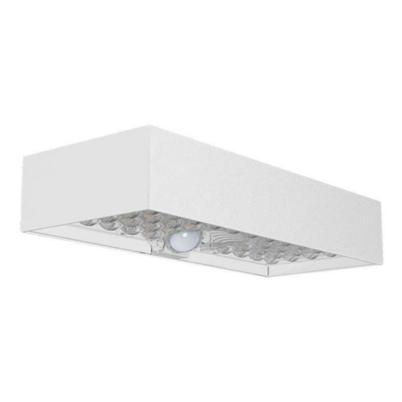 foto del prodotto lampada led da muro 6w con pannello solare e sensore pir colore bianco 4000k ip65 v tac
