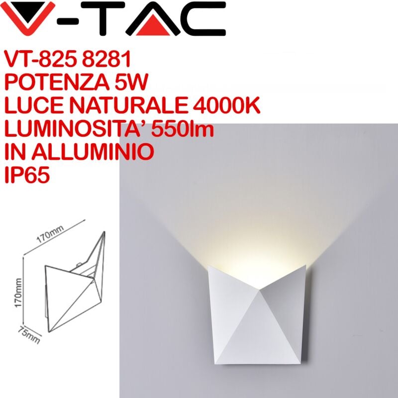 foto del prodotto lampada led da muro a tasca 5w 110lm w colore bianco bianco naturale ip65 v tac