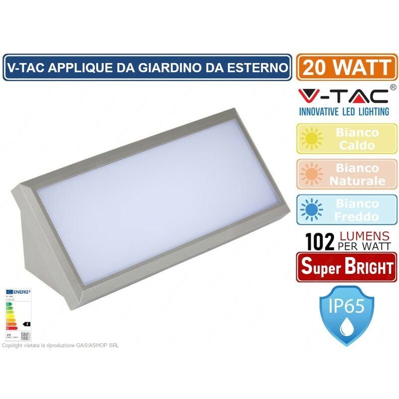 foto del prodotto lampada led da muro angolare 20w colore grigio 6400k ip65 v tac