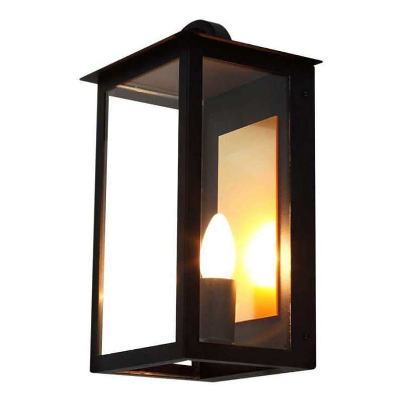 foto del prodotto lampada led da muro lanterna 200168350mm portalampada e14 nero ip65 v tac