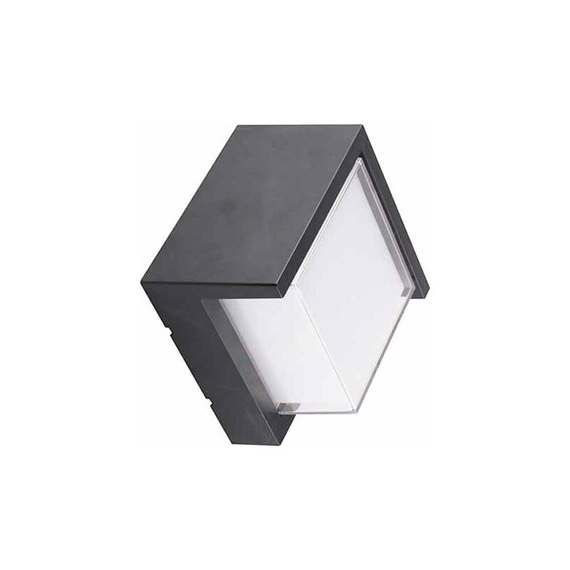 foto del prodotto lampada led da muro quadrata 7w con diffusore semicoperto colore nero bianco caldo ip65 - v-tac