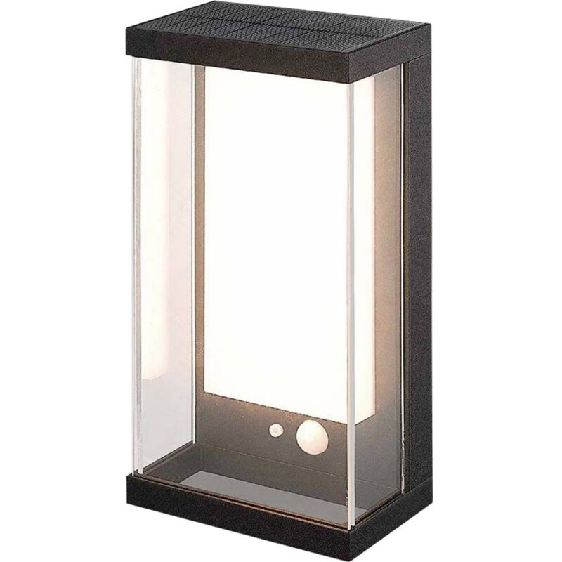 foto del prodotto lampada led da muro rettangolare con pannello solare e sensore pir 1w colore nero 3000k ip54 - v-tac
